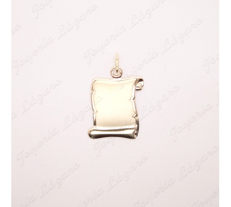 PLACA ORO 18 KTS PERGAMINO 21X26MM                                                                  