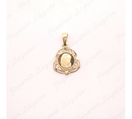 MEDALLA ORO 18 KTS VIRGEN NIÑA TRIANGULO CALADA