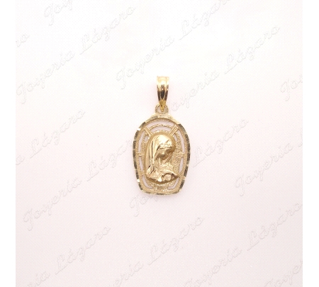 MEDALLA ORO 18 KTS VIRGEN NIÑA OVAL CALADA 19MM
