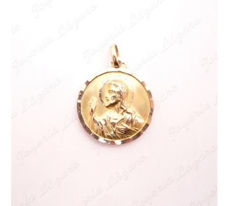 MEDALLA ORO 18 KTS ESCAPULARIO VIRGEN DEL MAR ALMERIA 26MM FILO GALLON