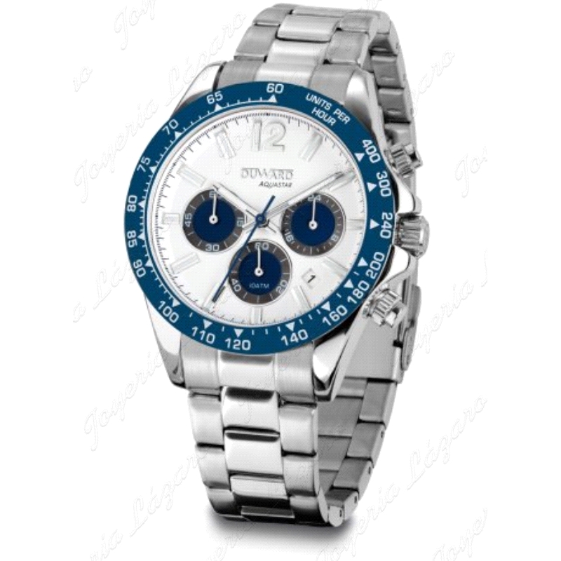 DUWARD RELOJ ACERO ESF. BL. BISEL AZUL HOMBRE  CRONO AQUASTAR DAYTONA                               