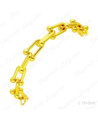 PULSERA BISUTERIA CHAPADA ORO ESLABONES CON BOLA                                                    