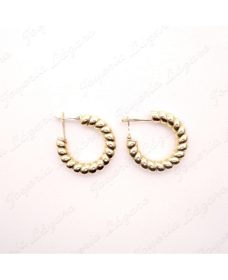 PEND. AROS ORO 18KT OCASION TUBO 6MM ONDULADO 18MM INT.                                             