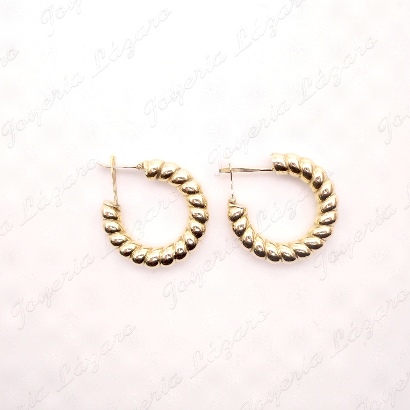 PEND. AROS ORO 18KT OCASION TUBO 6MM ONDULADO 18MM INT.                                             