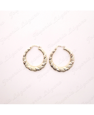 PEND. AROS ORO 18KT OCASION 1/2 CAÑA  FORMA 28MM EXT.                                               