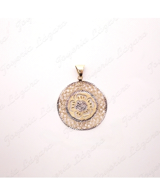 COLGANTE GR. ORO 18KT OCASION MEDALLON MEDUSA BISEL CIRCO 22M                                       