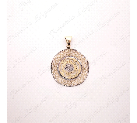 COLGANTE GR. ORO 18KT OCASION MEDALLON MEDUSA BISEL CIRCO 22M
