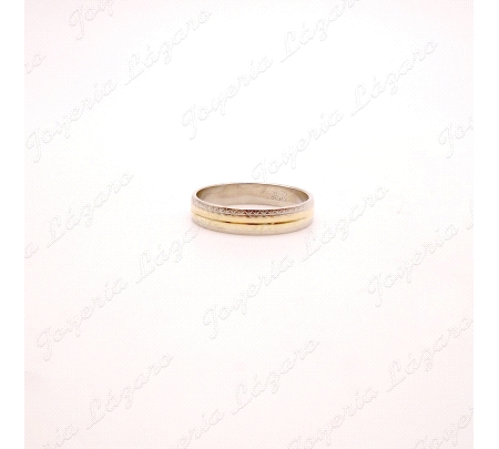 ALIANZA ORO 18KT OCASION 4MM BICOLOR SUROC AMARILLO EN CENTRO                                       