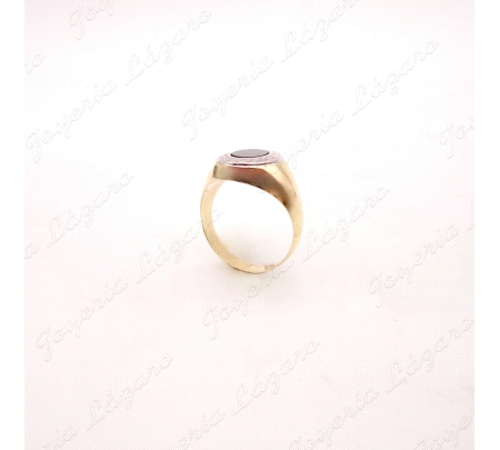 SORTIJA ORO 18 KTS OVAL BICOLOR ONIX
