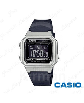 CASIO RELOJ DIGITAL CORREA GOMA CAJA PLATEADA SATINADA W-217HM-7B                                   