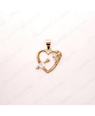 COLGANTE ORO 18KT OCASION CORAZON CUPIDO+FLECHA Y CIRCO CALADO                                      