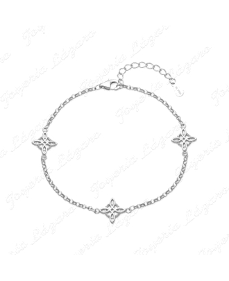 PULSERA PLATA 3 NUDOS DE BRUJA CIRCONITAS                                                           