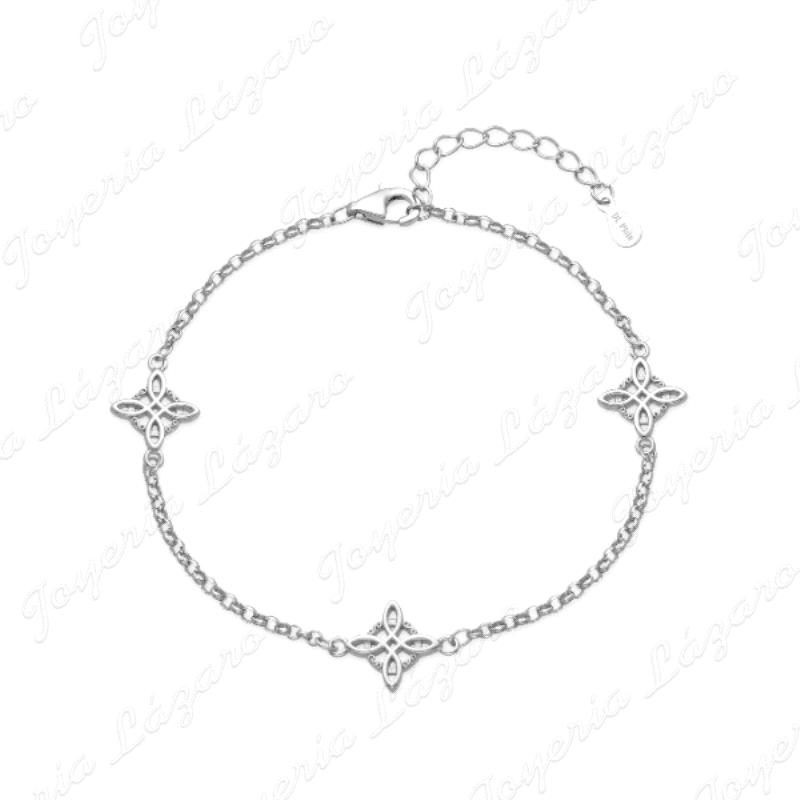 PULSERA PLATA 3 NUDOS DE BRUJA CIRCONITAS                                                           