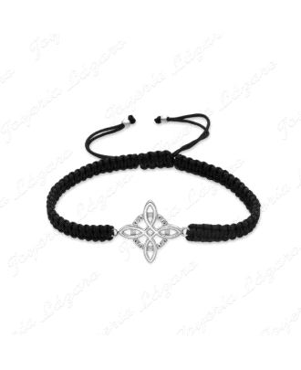 PULSERA PLATA MACRAME NEGRO NUDO D. BRUJA CIRCONITAS                                                