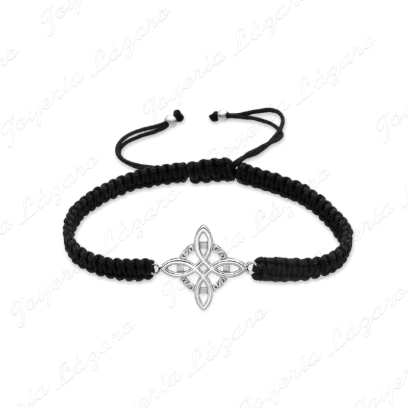 PULSERA PLATA MACRAME NEGRO NUDO D. BRUJA CIRCONITAS                                                