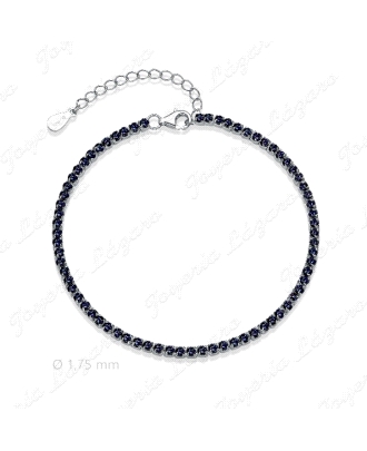 PULSERA PLATA RIVIERE 1.75MM NEGRA                                                                  