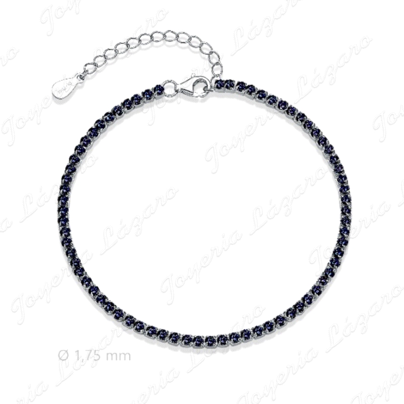 PULSERA PLATA RIVIERE 1.75MM NEGRA                                                                  