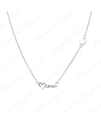 GARGANTILLA PLATA CORAZON+ MAMA+CORAZON PEQUE LISO ,LATERAL                                         