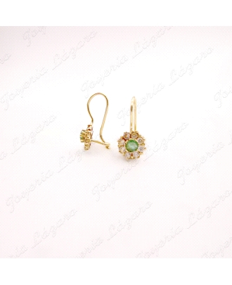 PEND. ORO 18KT OCASION ROSETONCIRCO+ESMERALDAS C. HIPPIE                                            