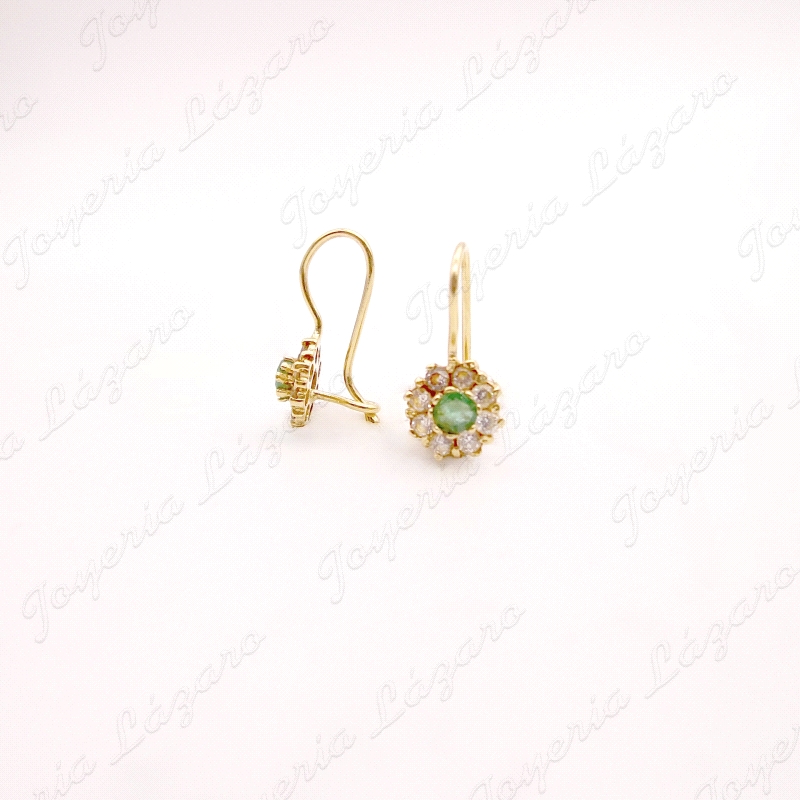 PEND. ORO 18KT OCASION ROSETONCIRCO+ESMERALDAS C. HIPPIE                                            