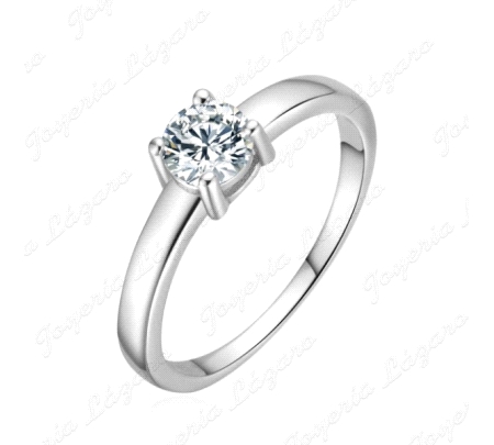 SORTIJA PLATA SOLITARIO CIRCO CUADRADA 4 GARRAS