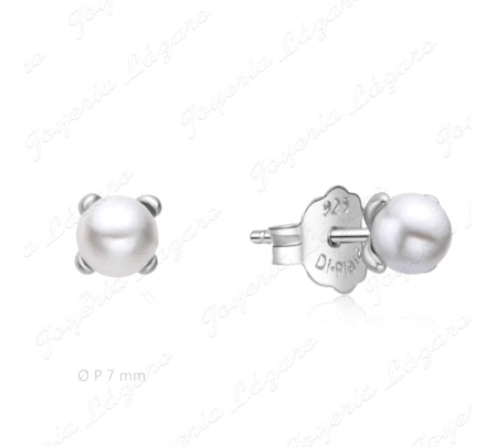 PEND. PLATA PERLA 4 GARRAS 7MM CIERRE PRESION