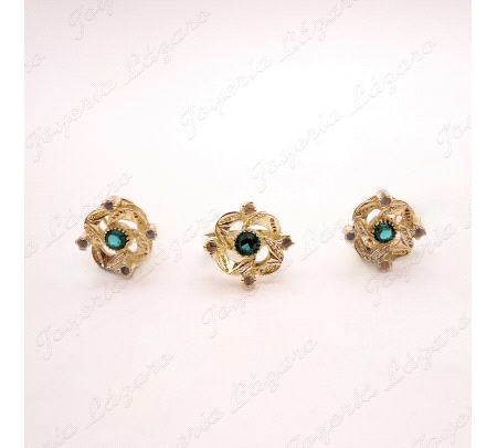 SORTIJA PLATA CHAPADO ORO CUADRADA SWAROVSKI VERDE