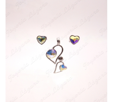 PEND. PLATA CORAZON C. SWAROVSKI PEGÑ.
