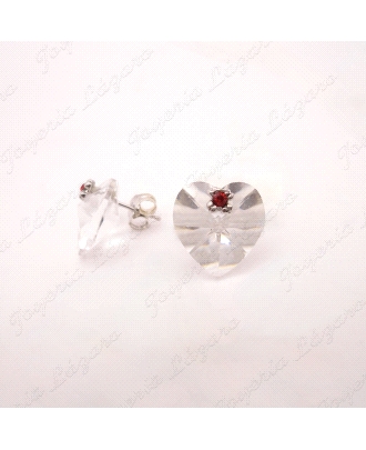 PEND. PLATA CORAZON C. SWAROVSKI TRANSP.+ 1ROJA EN GARRAS CIERRE PRESI                              