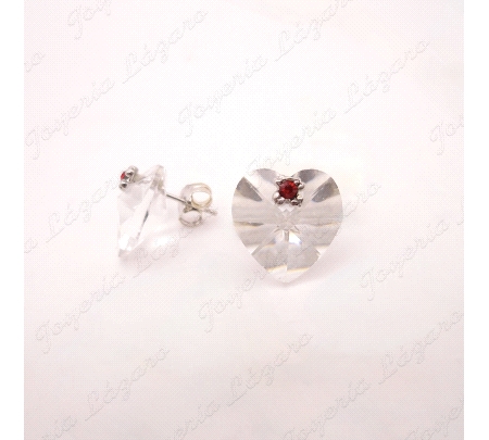 PEND. PLATA CORAZON C. SWAROVSKI TRANSP.+ 1ROJA EN GARRAS CIERRE PRESI