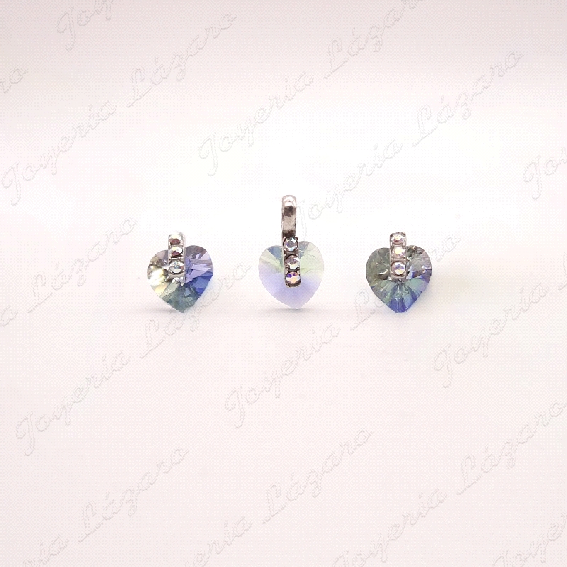 PEND. PLATA CORAZON SWAROVSKI VEDE/AZUL+3 BLANCOS                                                   