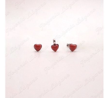 PEND. PLATA CORAZON ROJO CORAL PQÑ.CIERRE PRESION