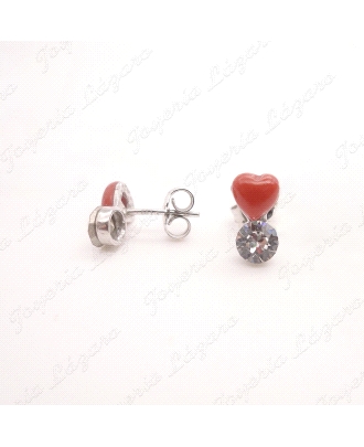 PEND. PLATA CORAZON ROJO + P. C. SWAROVSKI BLANCO                                                   