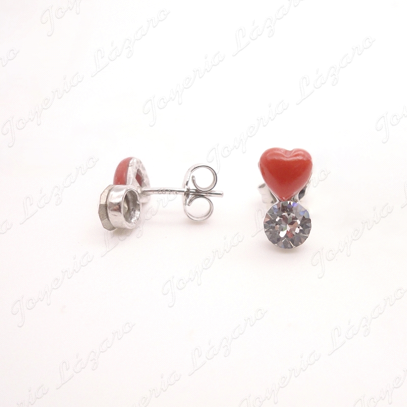 PEND. PLATA CORAZON ROJO + P. C. SWAROVSKI BLANCO                                                   