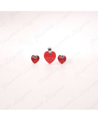 PEND. PLATA CORAZON ROJO SWAROVSKI CIERRE PRESION                                                   