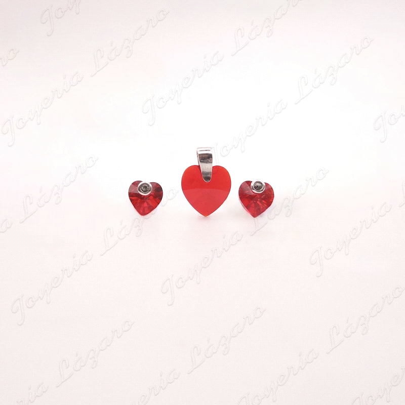 PEND. PLATA CORAZON ROJO SWAROVSKI CIERRE PRESION                                                   