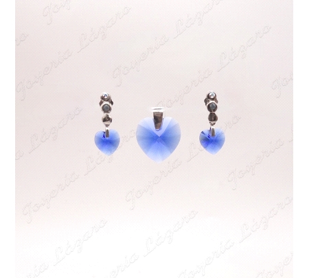 PEND. PLATA CORAZON AZUL PIEDRA SWAROVKI
