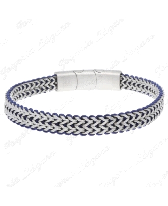 PULSERA ACERO TRENZADO CUERDA NAUTICA AZUL                                                          