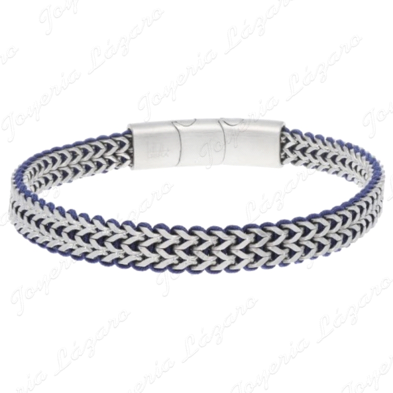 PULSERA ACERO TRENZADO CUERDA NAUTICA AZUL                                                          