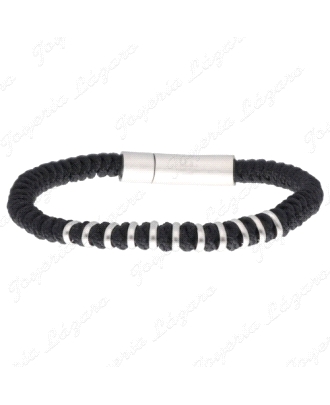 PULSERA ACERO CUERDA NAUTICA AROS EN CENTRO                                                         