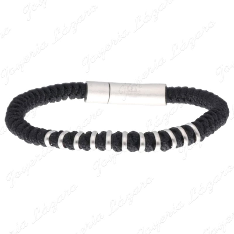 PULSERA ACERO CUERDA NAUTICA AROS EN CENTRO                                                         