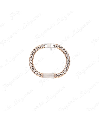 PULSERA ACERO BICOLOR DORADO CON PLACA                                                              