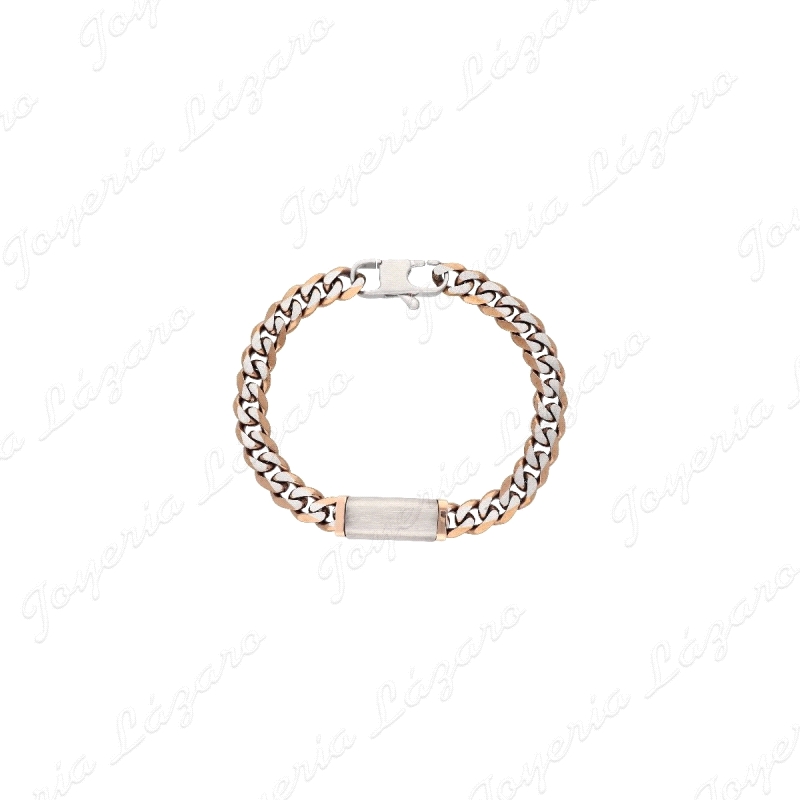 PULSERA ACERO BICOLOR DORADO CON PLACA                                                              