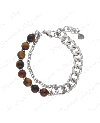 PULSERA ACERO Y OJO DE TIGRE                                                                        