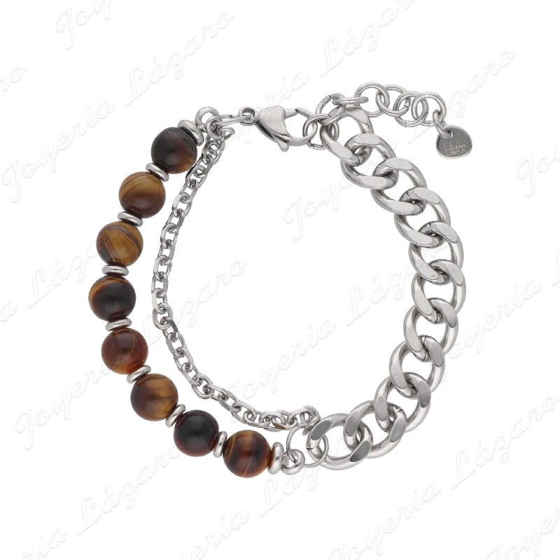 PULSERA ACERO Y OJO DE TIGRE                                                                        