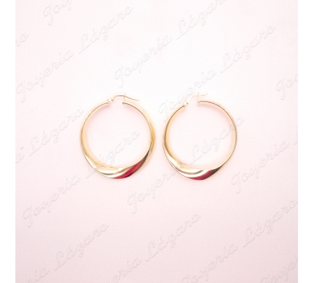 PEND. AROS ORO 18 KTS RETORCIDOS 1/2 CAÑA 6MM 30MM INT.                                             