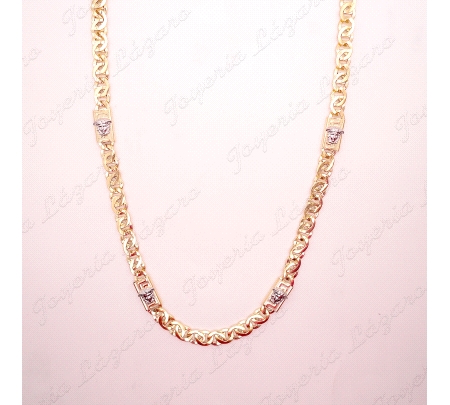 CADENA COLLAR 70 CM. ORO 18 KTS CADENA+PLACAS MEDUSA BLANCA DISEÑO IT
