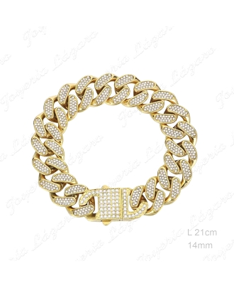 PULSERA ACERO ACERO DORADO CIRCONITAS 14MM                                                          