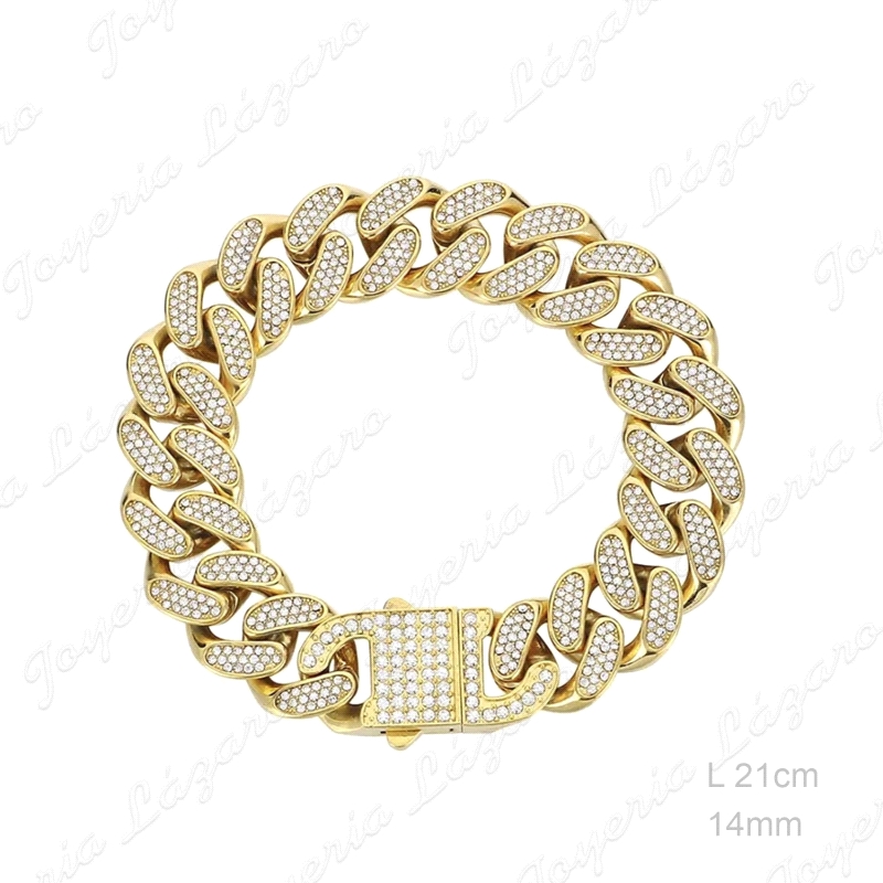 PULSERA ACERO ACERO DORADO CIRCONITAS 14MM                                                          