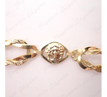 PULSERA ORO 18 KTS DISEÑO ESLABONES NUDOS CON MEDUSA